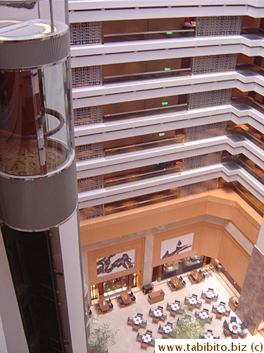 Shot from the hallway on our floor (restaurant down below)