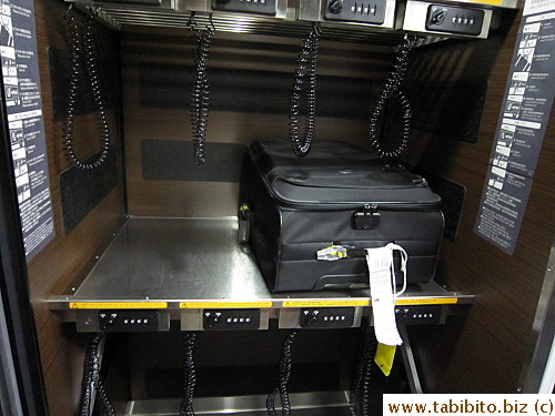 There's now combination locks in the luggage storage rack