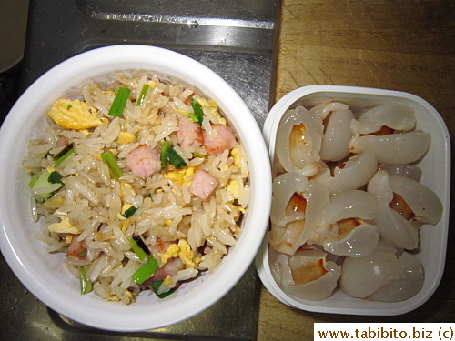 Fried rice, lychees