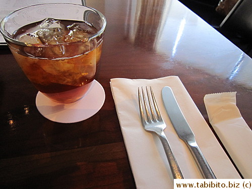 Complimentary peach tea